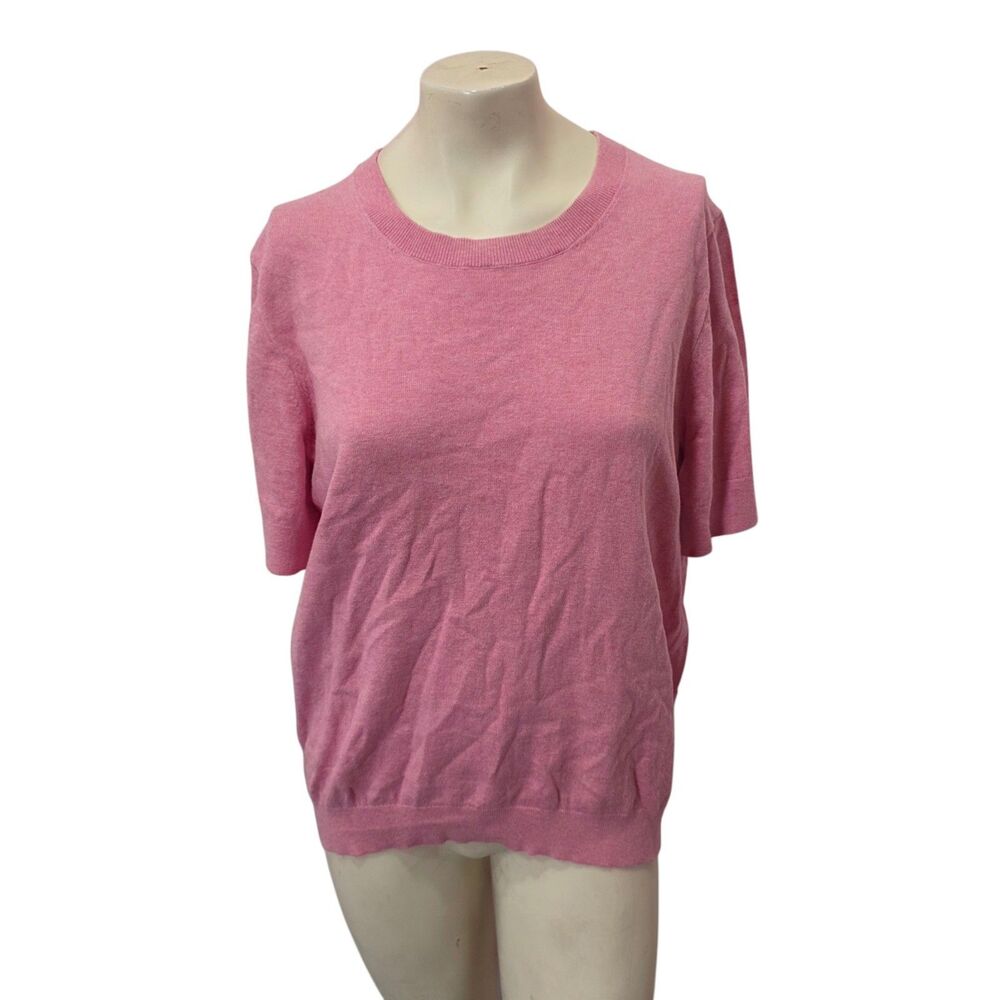 J.Crew Cashmere Blend Sweater Top Pink XL Short Sleeve Crewneck Lightweight Knit